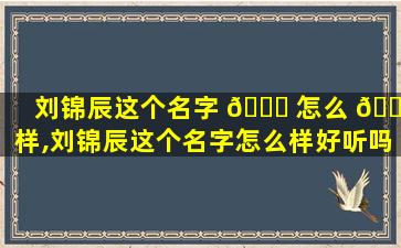 刘锦辰这个名字 🐕 怎么 🍀 样,刘锦辰这个名字怎么样好听吗